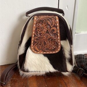 Genuine cowhide backpack purse